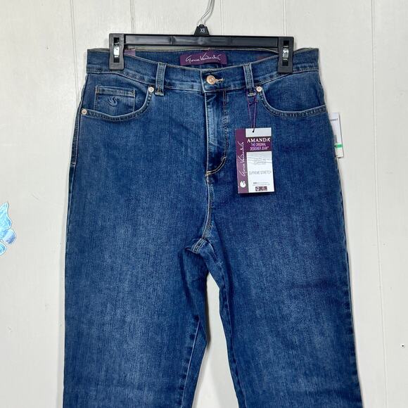 Gloria Vanderbilt Amanda Womens Jeans Size 8 Blue Denim Tapered Leg High Rise - Picture 2 of 15